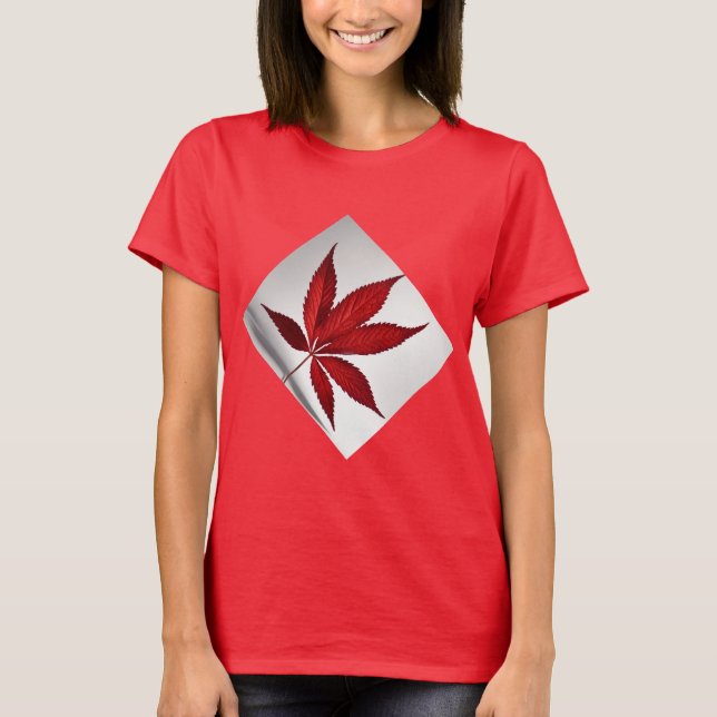 Camiseta Yper Realista Crimson Leaf Art Tee." (Frente)