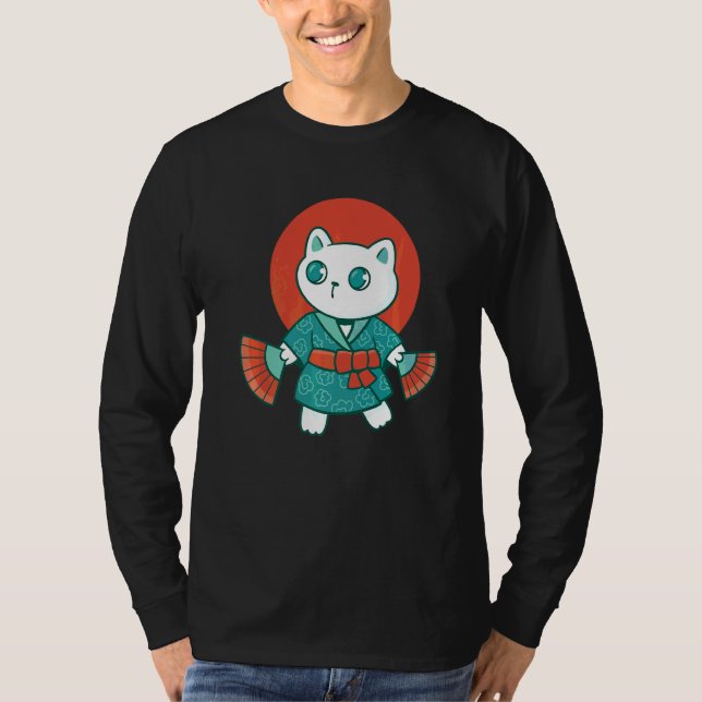 Camiseta Yukata Japonês Cat (Frente)