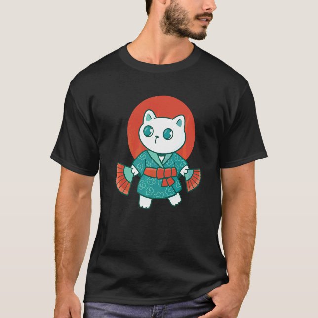 Camiseta Yukata Japonês Cat (Frente)