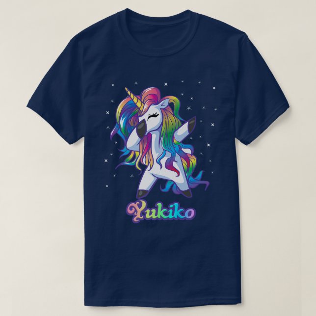 Camiseta YUKIKO Unicorn Oferece Presentes Para Garotas De A (Frente do Design)
