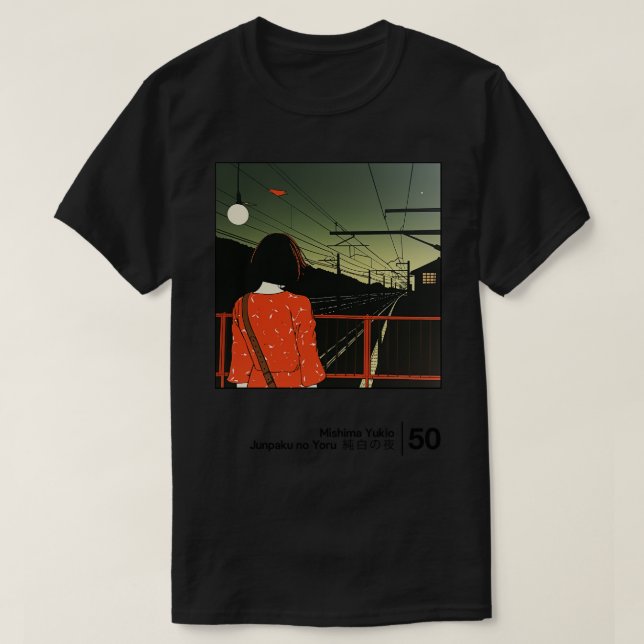 Camiseta Yukio Mishima Junpaku no Yoru - Estilo mínimo Gráf (Frente do Design)