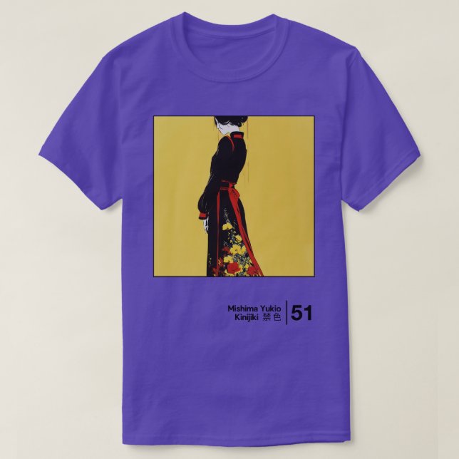 Camiseta Yukio Mishima Proibiu o Gráfico de Estilo Mínimo d (Frente do Design)