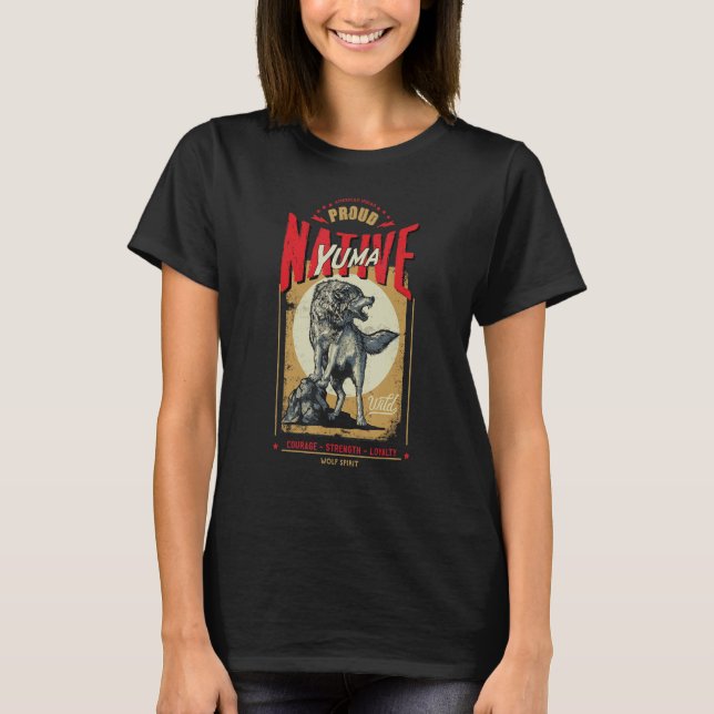 Camiseta Yuma Native American Indian Born Wolf Spirit Retro (Frente)