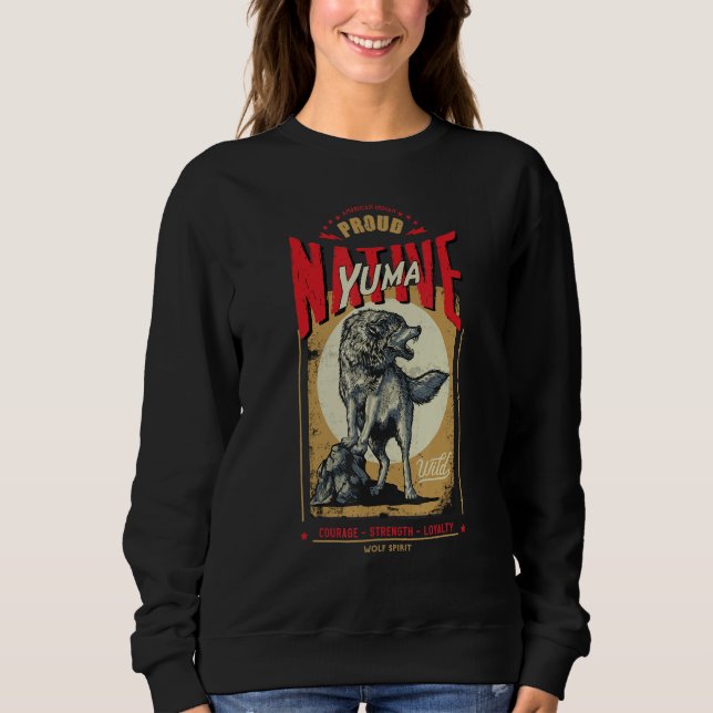 Camiseta Yuma Native American Indian Born Wolf Spirit Retro (Frente)