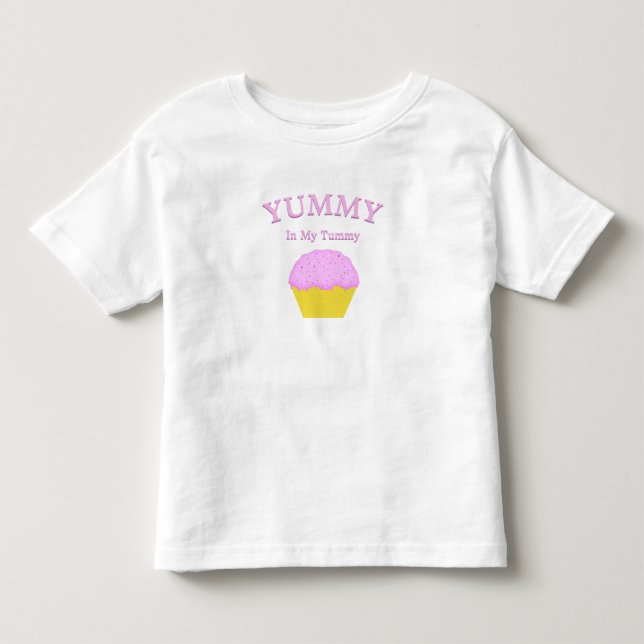 Camiseta YUMMY Na Minha Barriguinha Cupcake Rosa  (Frente)