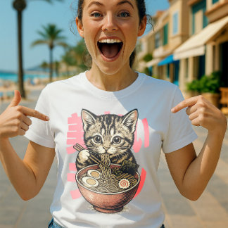Camiseta Yummy Ramen Kitten White