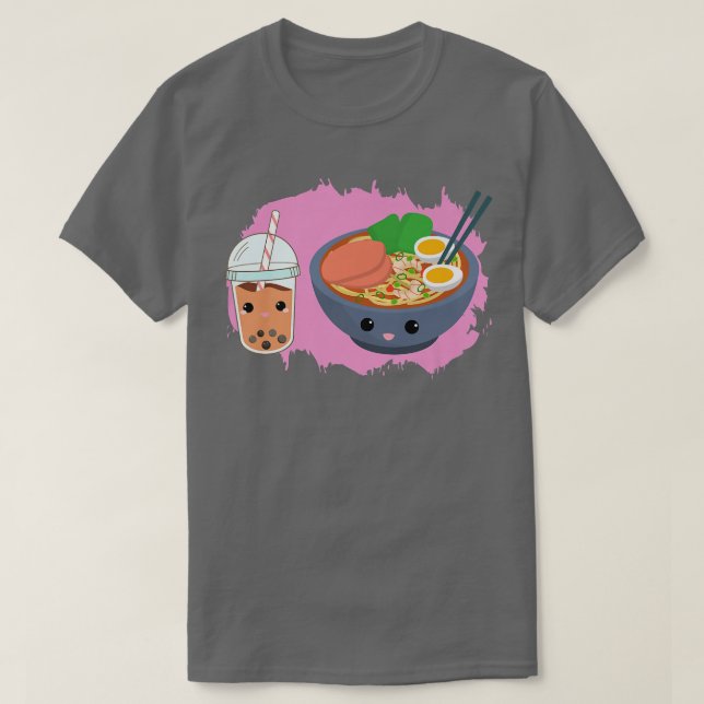 Camiseta Yummy Tshirt Ramen Noodles Bowl E Boba Bubble Te (Frente do Design)