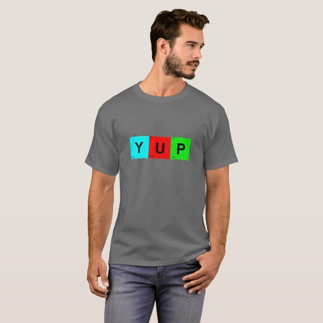 Camiseta YUP Mesa periódica dos quadrados de elementos (Frente Completa)