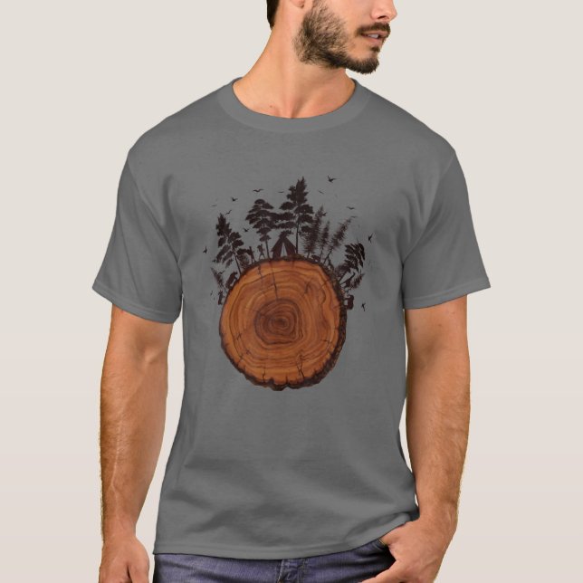Camiseta Yxm3 Árvores Engraçadas Arma de Árvore de Tronco (Frente)