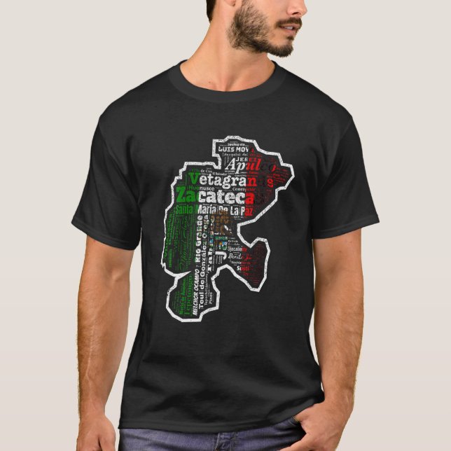 Camiseta Zacatecas México Mapa Bandera Mexicana Estado T Sh (Frente)