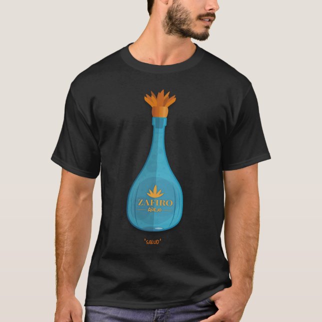 Camiseta Zafiro Anejo – Fan Art com Garrafa de Teq (Frente)