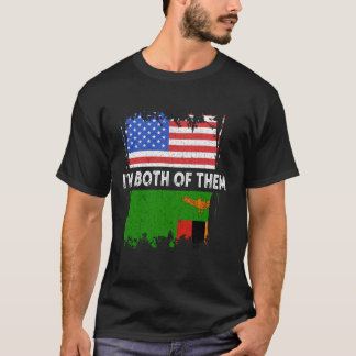 Camiseta Zâmbia Eu Sou Ambos Vintage EUA América Zâmbia