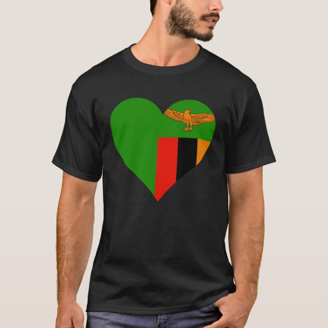 Camiseta Zambia Flag Heart Zambia  Love Zambia (Frente)