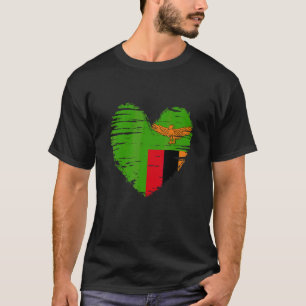Camiseta Zâmbia Heart Zambian Flag Orgulho Zambiano