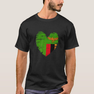 Camiseta Zâmbia Heart Zambian Flag Orgulho Zambiano