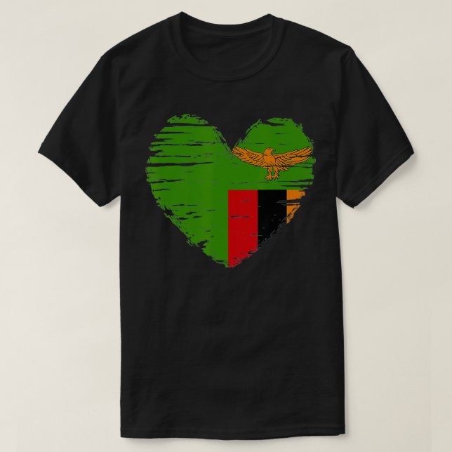 Camiseta Zambia Heart Zambian Flag Zambian ideia de present (Frente do Design)