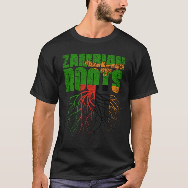 Camiseta Zambian Roots Zâmbia Heritage Flag (Frente)