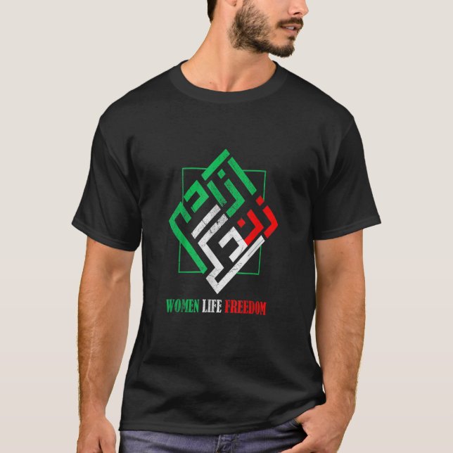 Camiseta Zan Zendegi Azadi Pérsica Liberdade de Vida 1 (Frente)