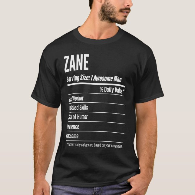 Camiseta Zane  Nutritional Facts Serving Size Calories (Frente)