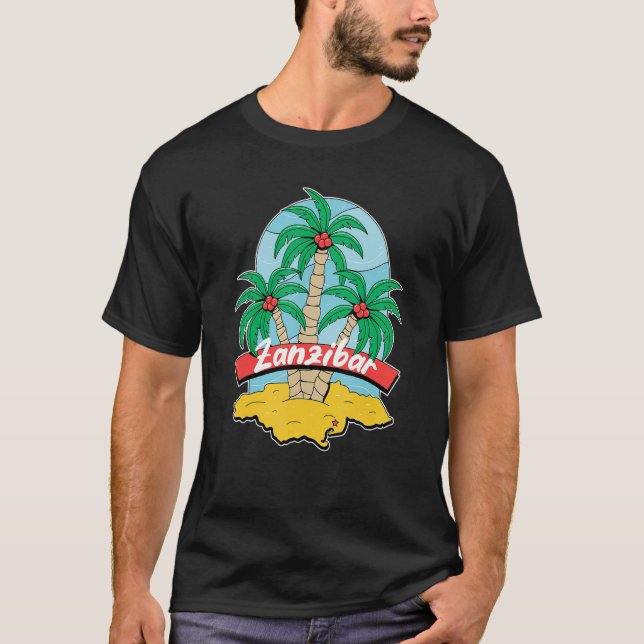 Camiseta Zanzibar Palm Beach Surfing Souvenir Beach Vacatio (Frente)