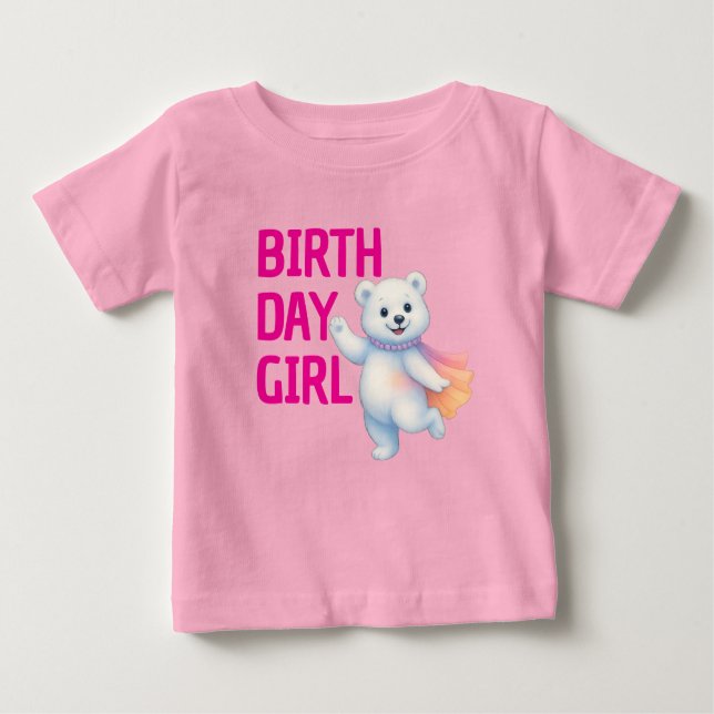 Camiseta Zarah Dancing Polar Bear 1st Birthday Girl  (Frente)