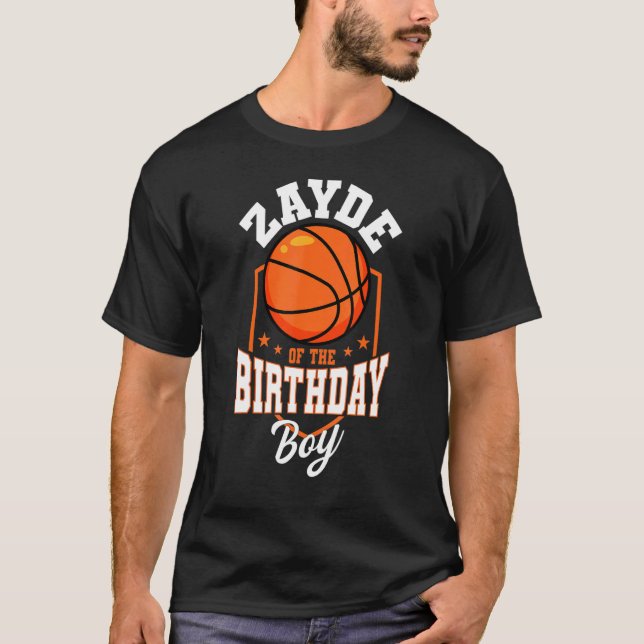 Camiseta Zayde Do Tema De Basquete De Birthday Boy Bday Pa (Frente)