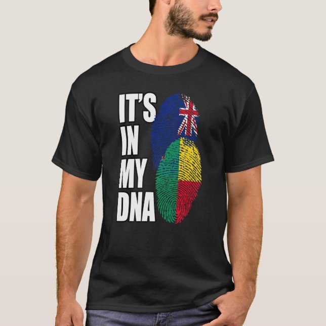 Camiseta Zealander And Beninese Mix DNA Flag Heritage (Frente)
