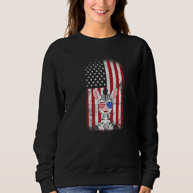 Camiseta Zebra American Flag Boys Raparigas Mulheres Quarto (Frente)