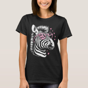 Camiseta Zebra Animal Selvagem Cura com Óculos Rosa