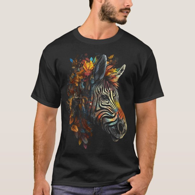 Camiseta Zebra Autumn Deixa Zoo Zoológico Colorido (Frente)