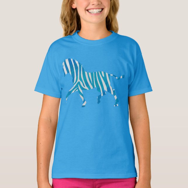 Camiseta Zebra Blue e White Silhouette (Frente)