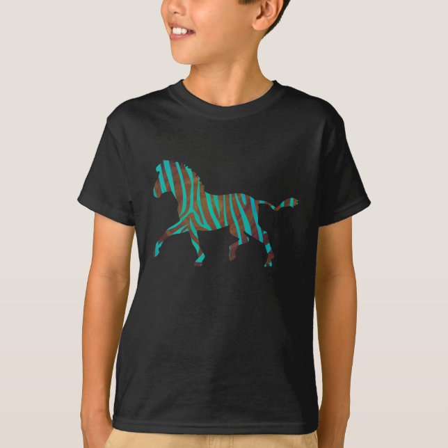 Camiseta Zebra Brown e Teal Impressão (Frente)