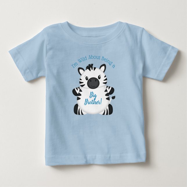 Camiseta Zebra Chá de fraldas Safari Blue Boy (Frente)