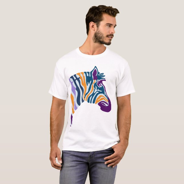 Camiseta Zebra Colorful Pop Art (Frente Completa)