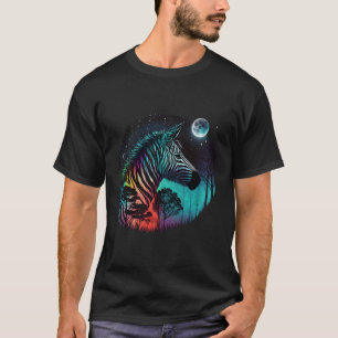 Camiseta Zebra Colorida Realista Na Natureza Selvagem Em M