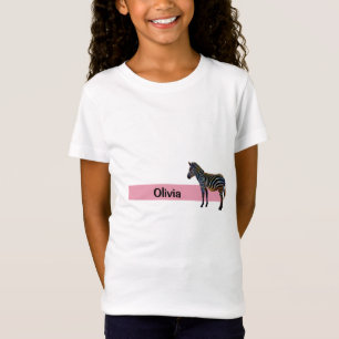 Camiseta Zebra com Faixa Rosa Brilhante