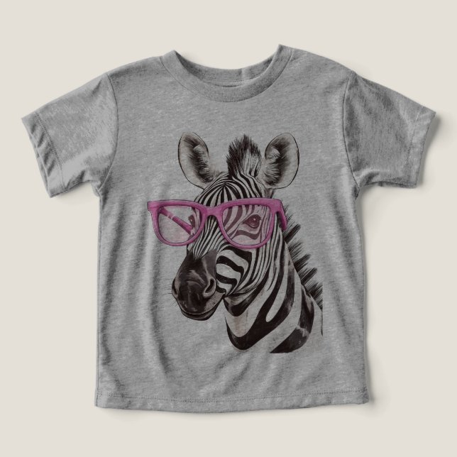 Camiseta Zebra com Óculos Rosa (Design frontal)