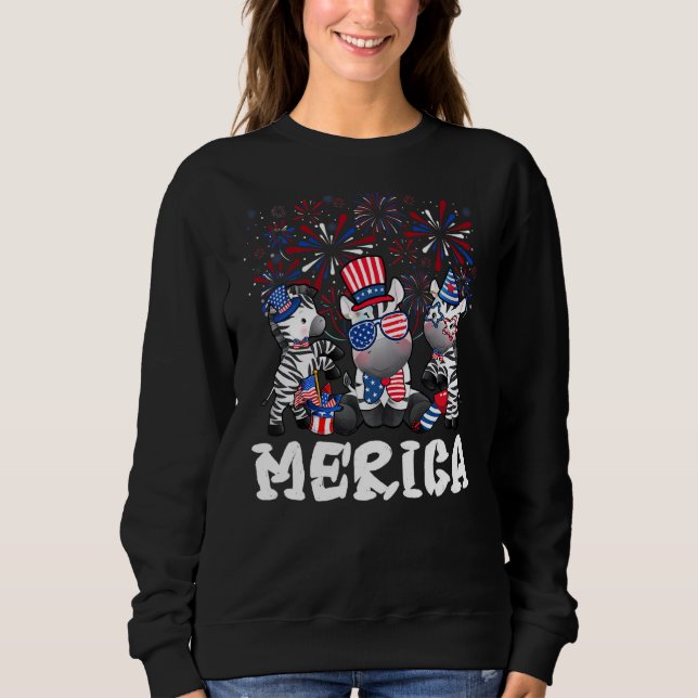 Camiseta Zebra com Óculos Solares Fogos Que Merica 4º De (Frente)
