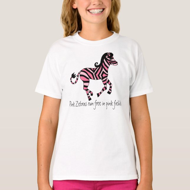 Camiseta Zebra cor-de-rosa (Frente)