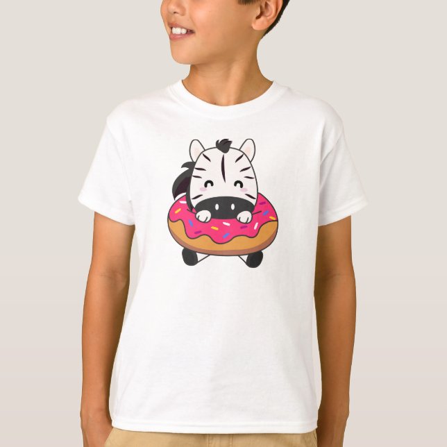 Camiseta Zebra Cuja Espiga É Feita Em Rosa-Rosquinha (Frente)
