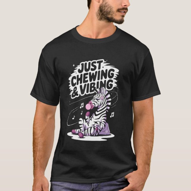 Camiseta Zebra de Chiclete Engraçado Só Mastigando Vibra (Frente)