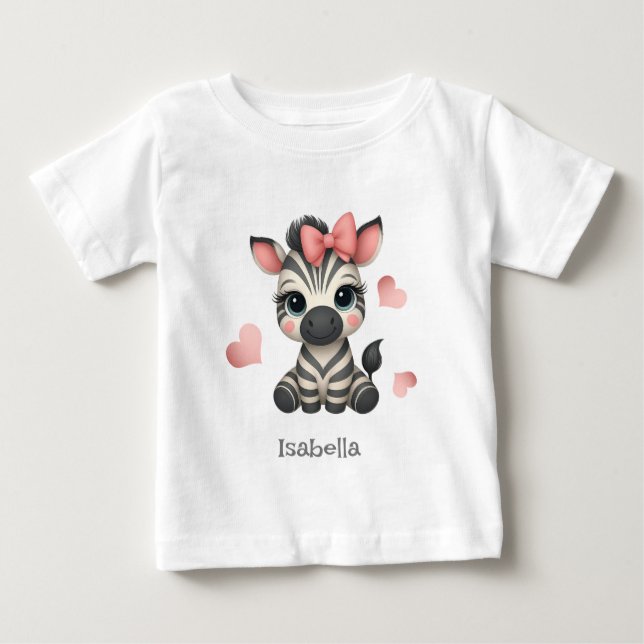 Camiseta Zebra de desenho animado adorável (Frente)