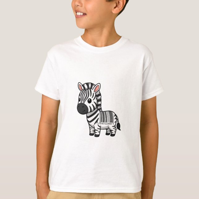 Camiseta Zebra de Desenho Animado com Listras de Código de  (Frente)