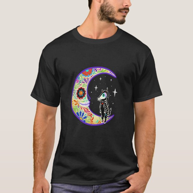 Camiseta Zebra Dia De Los Muertos Skeleton Sugar Skull (Frente)