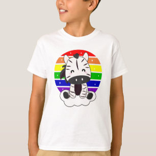 Camiseta Zebra em Nuvens Arco-Íris Animais Magnéticos