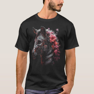 Camiseta Zebra Fantasy Flores Trabalho de arte Animal Motif
