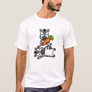 Camiseta Zebra Feliz e Fofo com Cenoura Desenho Animado Div