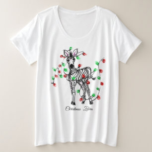 Camiseta Zebra Feriada, vermelha, luz verde de brilho no Na