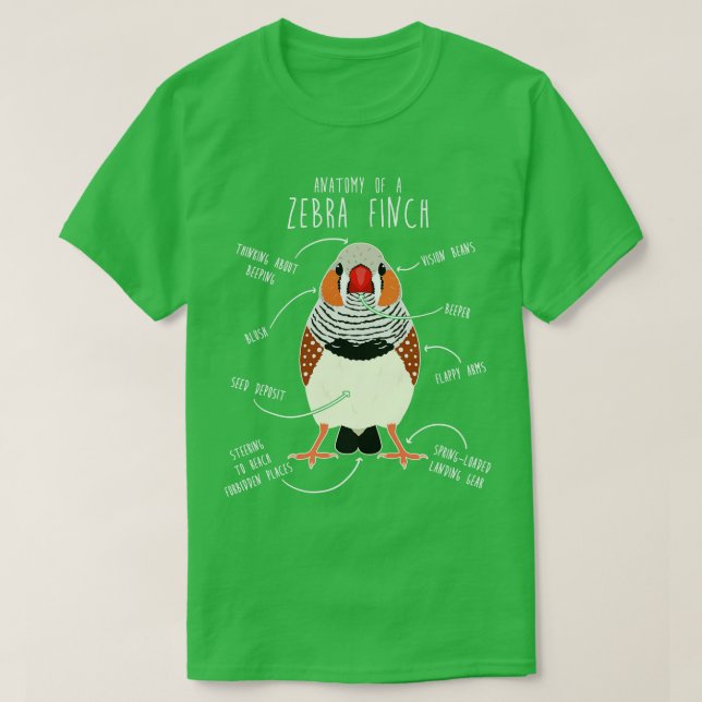 Camiseta Zebra Finch Anatomia (Frente do Design)