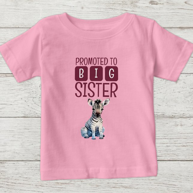 Camiseta Zebra fofa irmã mais velha rosa (Criador carregado)